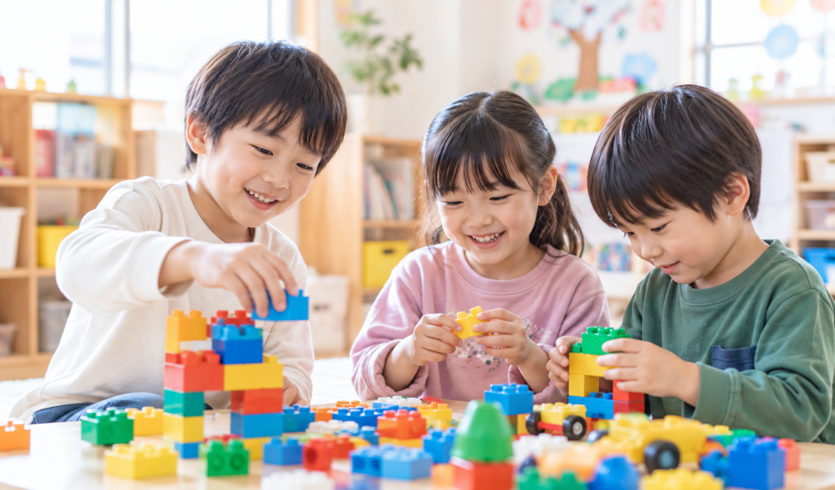 ブロックで遊ぶ子どもたち
